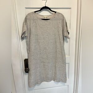 Eileen Fisher 100% Organic Linen Cream Black Striped Shift Dress Size XXS